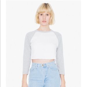 American Apparel White and Gray 3/4 sleeve